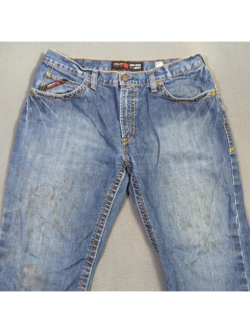 Ariat FR Jeans Mens 38x30 Fits 38x29 Blue M4 Relaxed Basic Boot Cut Denim Welder